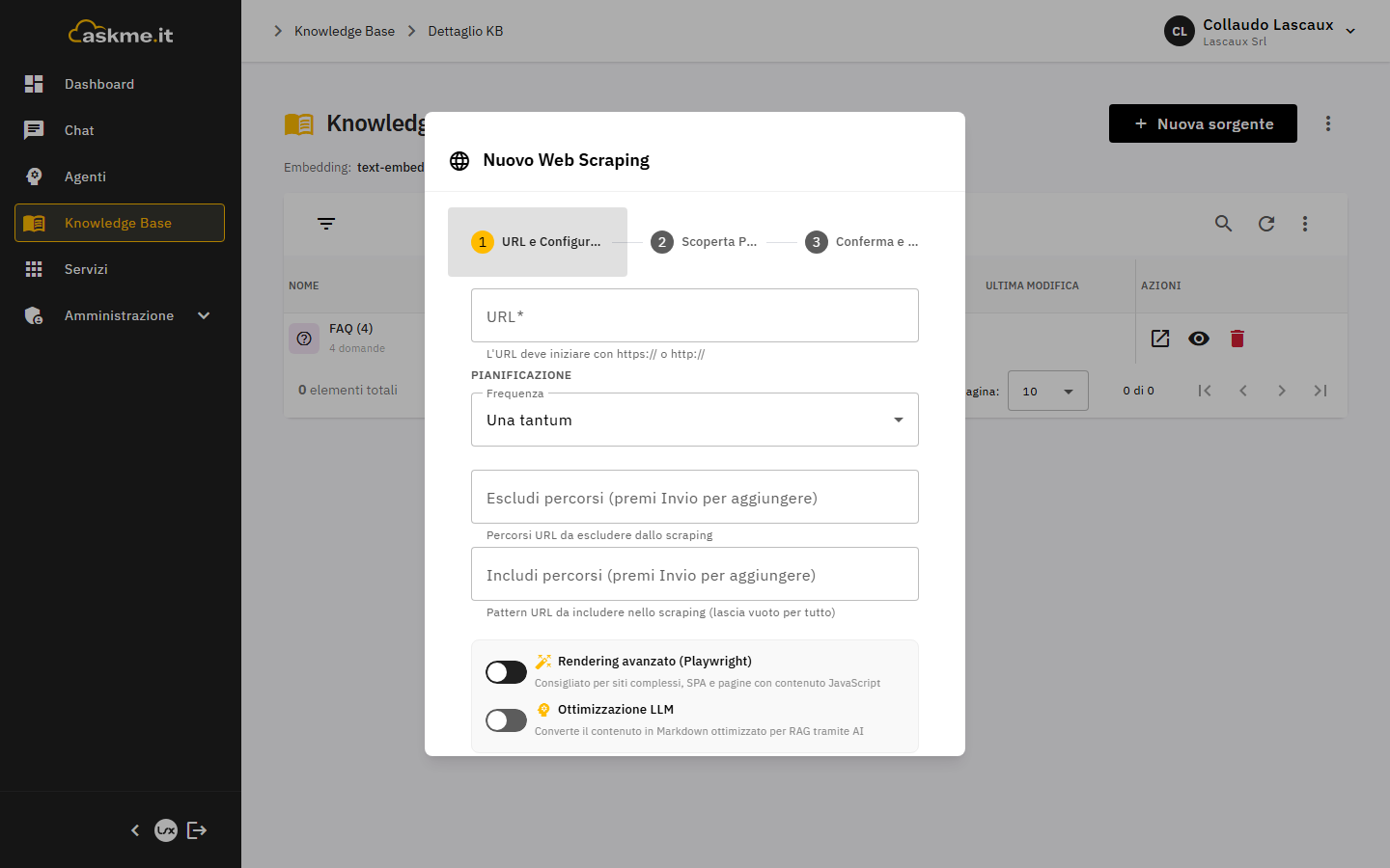 Configurazione dell'acquisizione web