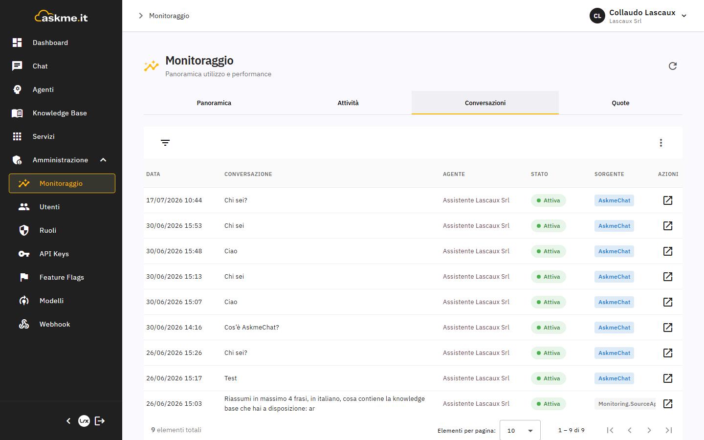Monitoraggio — Conversazioni