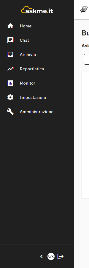 Barra laterale della console con il menu principale espanso