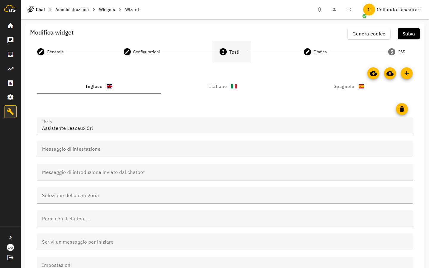 Passo Testi con le schede lingua